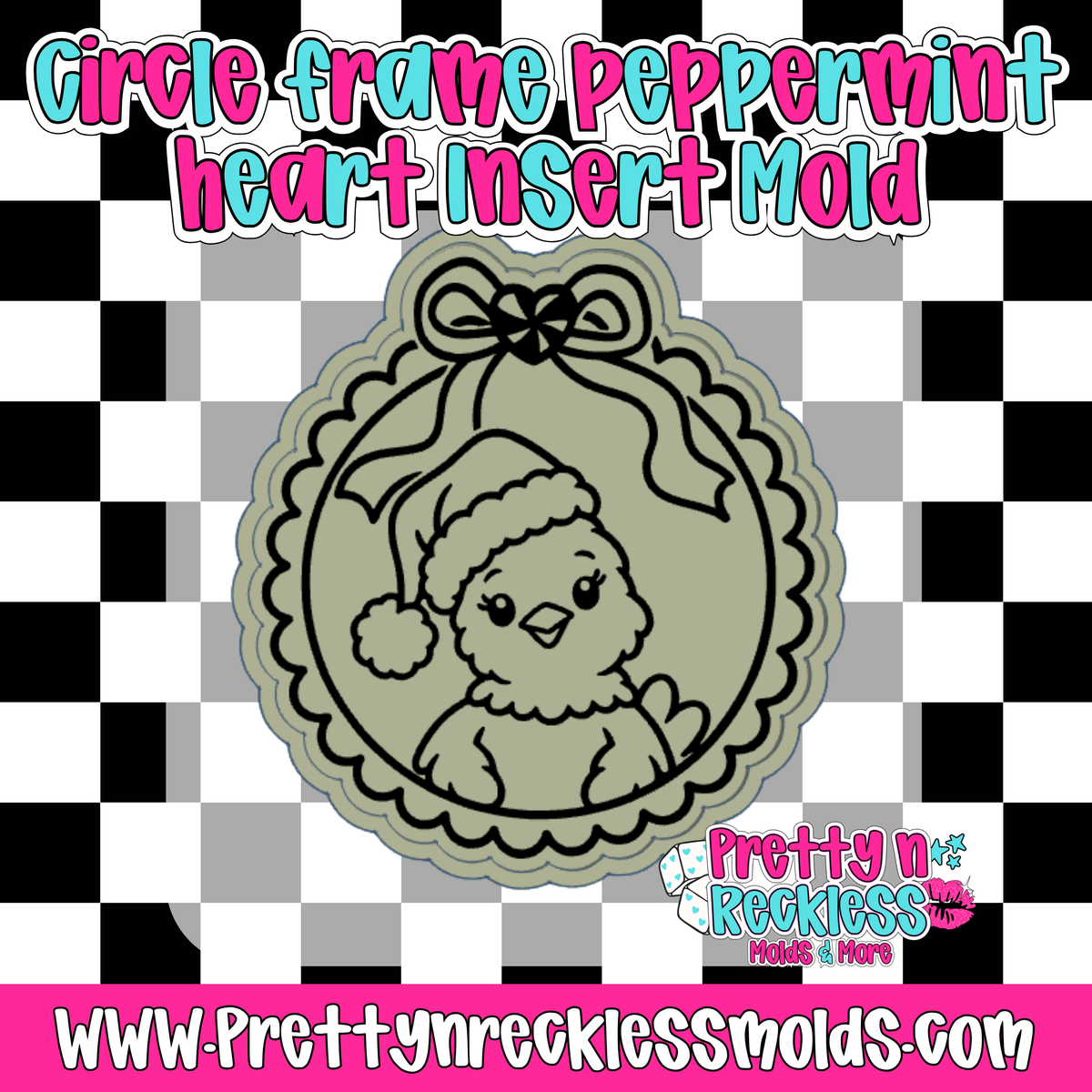 CHICKEN SANTA| CIRCLE FRAME PEPPERMINT HEART INSERT MOLD