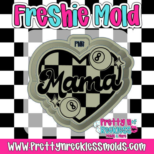 CHECKERED 8 BALL MAMA HEART